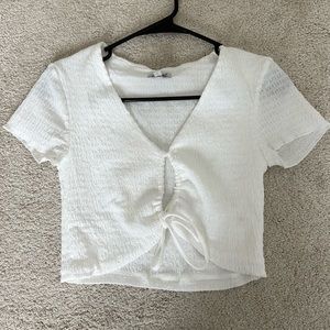 Beginning Boutique Tie White Crop Top